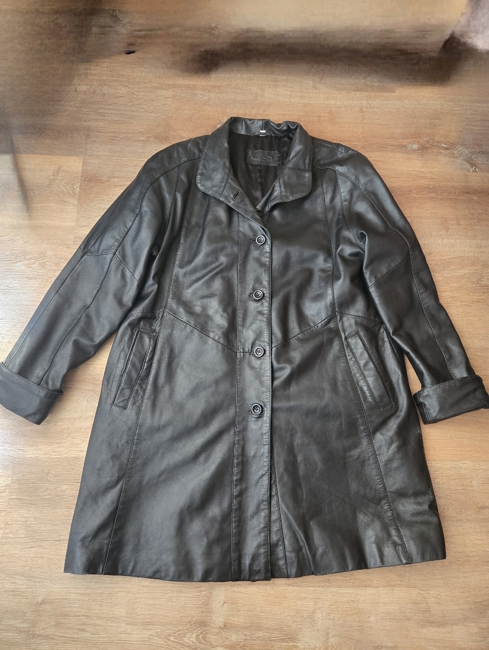 Vintage Beardmore Black Leather Coat  size 12
